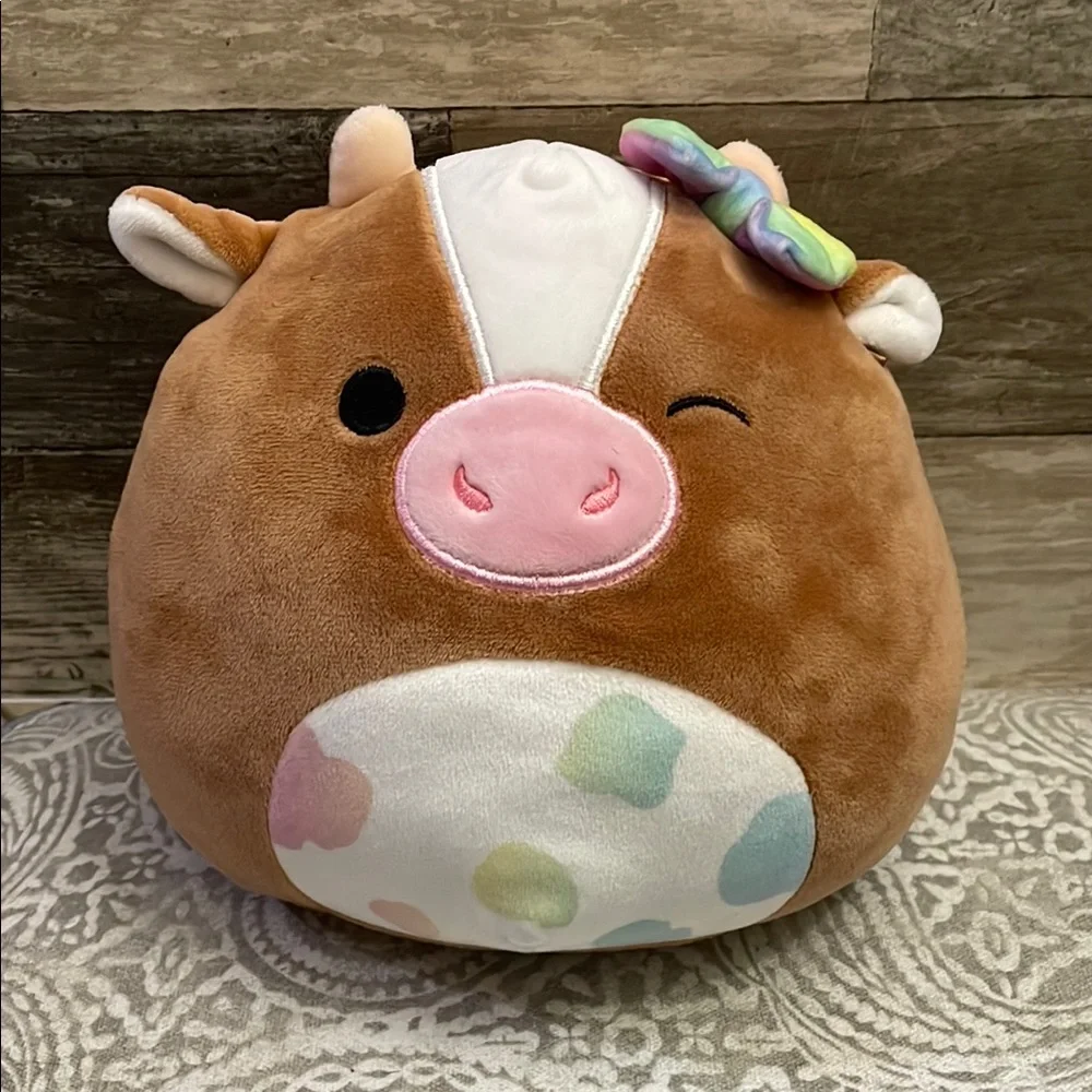 Squishmallows‎ 7.5” Griella Brown Rainbow Spot Cow Release 2022 Kellytoy